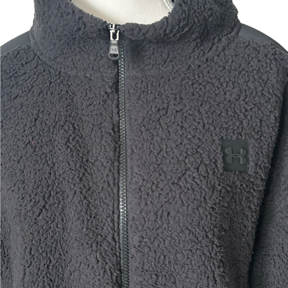 Under Armour Black Loose Sherpa Fleece Full Zip Jacket - Picture 4 of 9